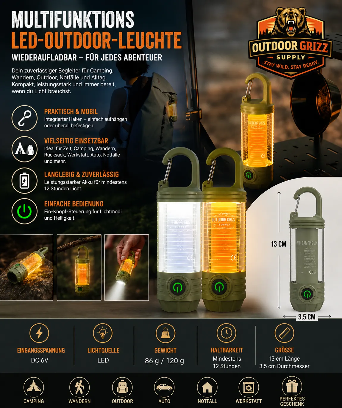 Multifunktions-LED-Outdoor-Leuchte